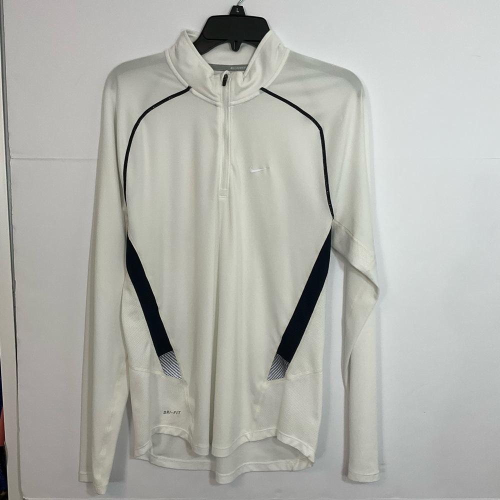 Nike White Quarter-Zip Pullover| Dri - Fit Long-sleeve | Lightweight Jacket
